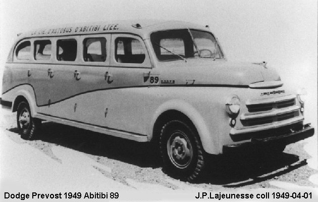 BUS/AUTOBUS: Prevost/Dodge Stretch Car 1949 Abitibi 