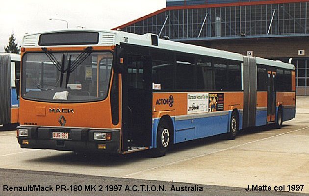 BUS/AUTOBUS: Renault/Mack PR 180 MK 2 (artic) 1997 A.C.T.I.O.N. (Australie)