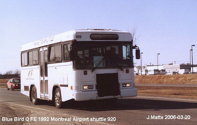 BUS/AUTOBUS: Blue Bird Q FE 1992 Aeroport Montreal