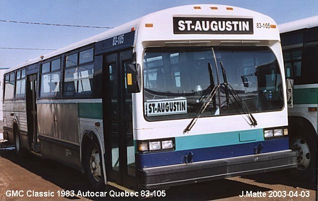 BUS/AUTOBUS: GMC Classic 1983 Autocar Quebec