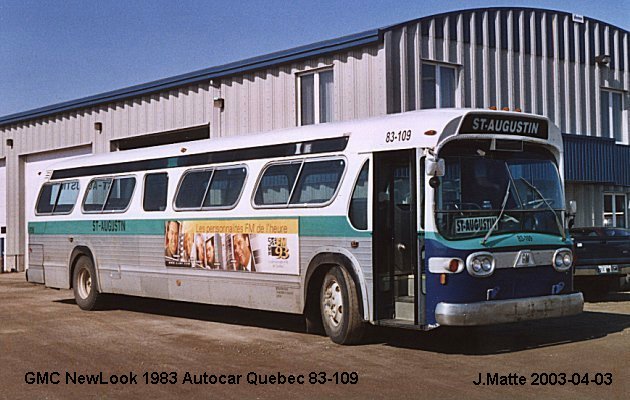 BUS/AUTOBUS: GMC New Look 1983 Autocar Quebec