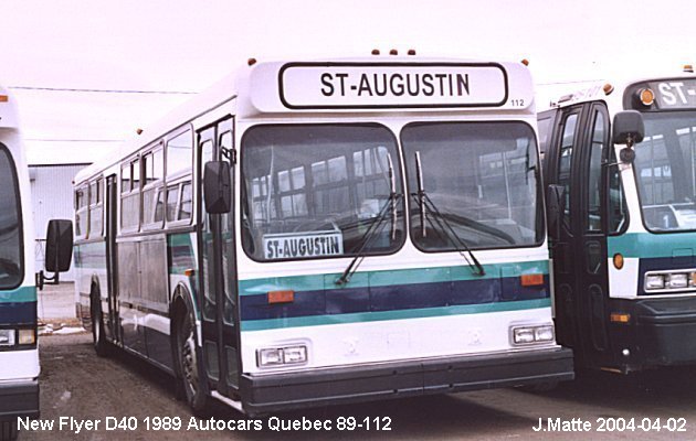 BUS/AUTOBUS: New Flyer D40 1989 Autocar Quebec