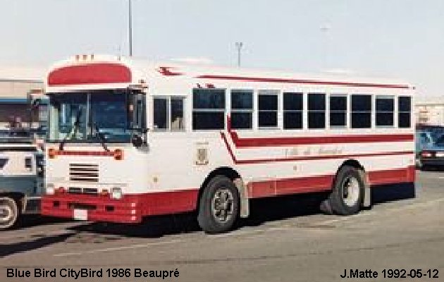 BUS/AUTOBUS: Blue Bird CityBird 1986 Beaupré