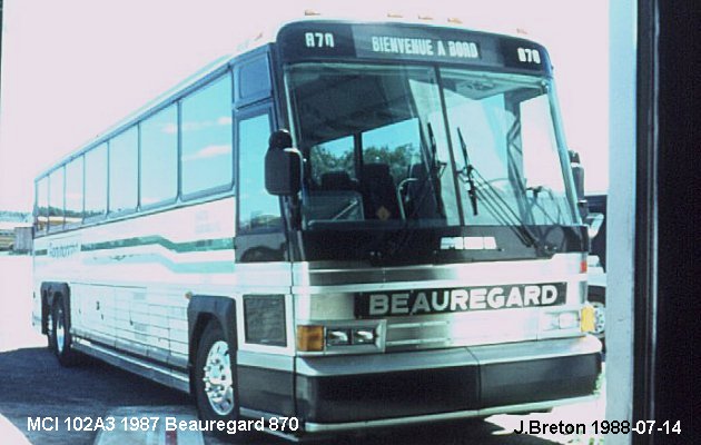 BUS/AUTOBUS: MCI MC 10 A 3 1987 Beauregard