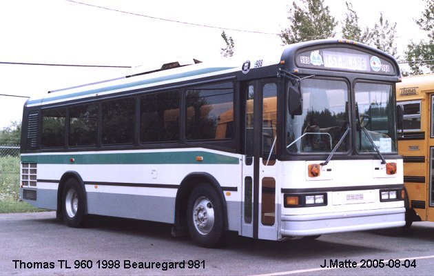 BUS/AUTOBUS: Thomas TL 960 35 1998 Beauregard