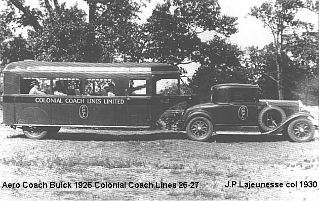 BUS/AUTOBUS: AeroCoach/Buick Car/Trailer 1930 Colonial Coach Lines