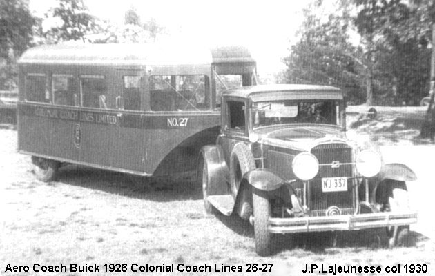 BUS/AUTOBUS: AeroCoach/Buick Car/Trailer 1930 Colonial Coach Lines