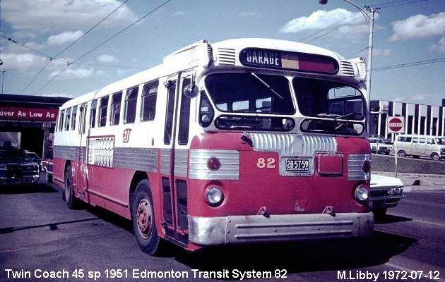 BUS/AUTOBUS: Twin Coach 45 SP 1951 Edmonton Transit System