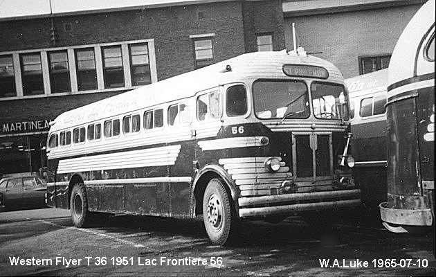 BUS/AUTOBUS: Western Flyer T 36 1951 Lac Frontiere Autobus