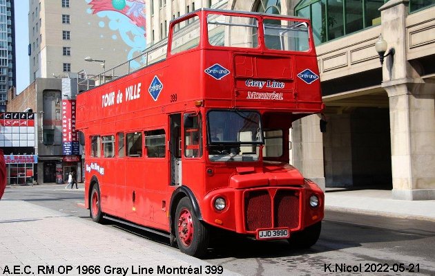 BUS/AUTOBUS: A.E.C. RM OP 1966 Gray Line Montréal
