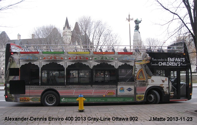 BUS/AUTOBUS: Alexander-Dennis Enviro 400 2013 Gray Line Ottawa