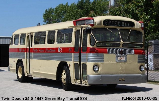 BUS/AUTOBUS: Twin Coach 34-S 1947 Green Bay Transit