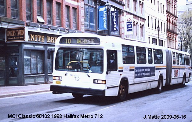 BUS/AUTOBUS: MCI TC60102N 1992 Halifax Metro