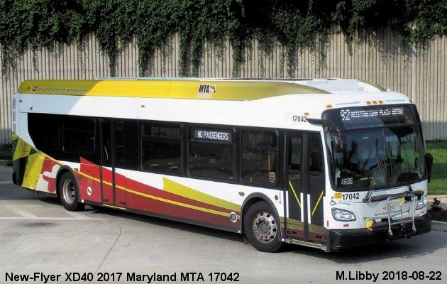 BUS/AUTOBUS: New Flyer DX40 2017 Maryland MTA