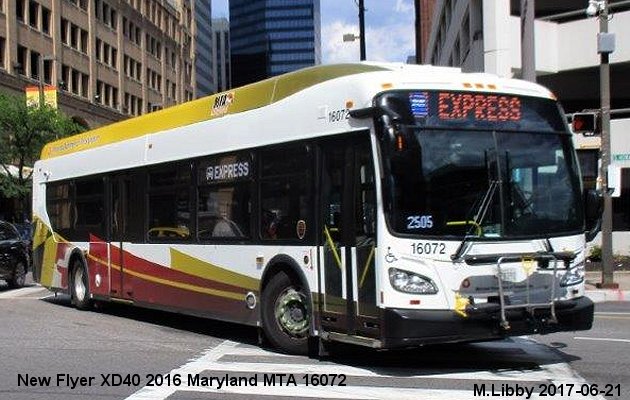 BUS/AUTOBUS: New Flyer XD40 2016 Maryland MTA