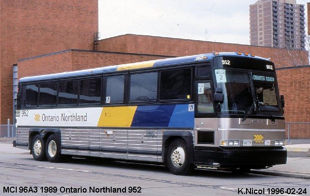 BUS/AUTOBUS: MCI 96A3 1989 Ontario Northland
