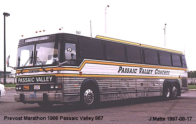 BUS/AUTOBUS: Prevost Marathon 1986 Passaic Valley Coaches