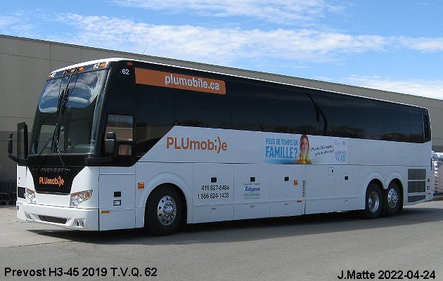 BUS/AUTOBUS: Prevost H3-45 2019 Tours Vieux Quebec