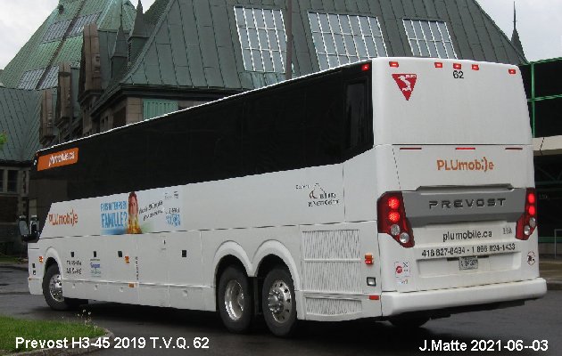 BUS/AUTOBUS: Prevost H3-45 2019 Tours Vieux Québec