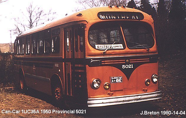 BUS/AUTOBUS: Can-Car 1UC35A 1950 Provincial