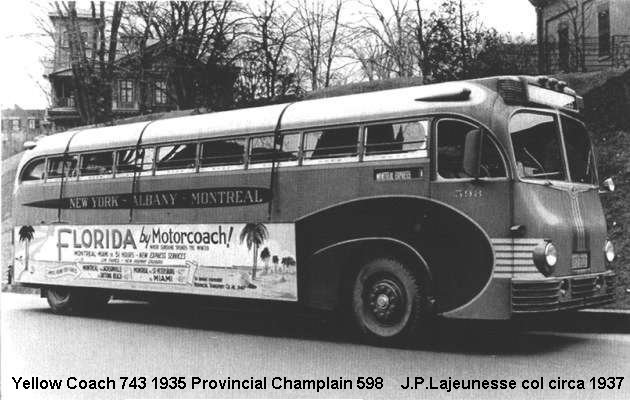 BUS/AUTOBUS: Yellow 743 1935 Provincial (Champlain)