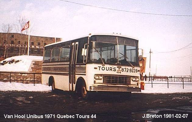BUS/AUTOBUS: Van Hool Unibus 1971 Quebec Tours