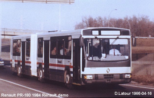 BUS/AUTOBUS: Renault PR 180 (artic) 1984 Renault demo.