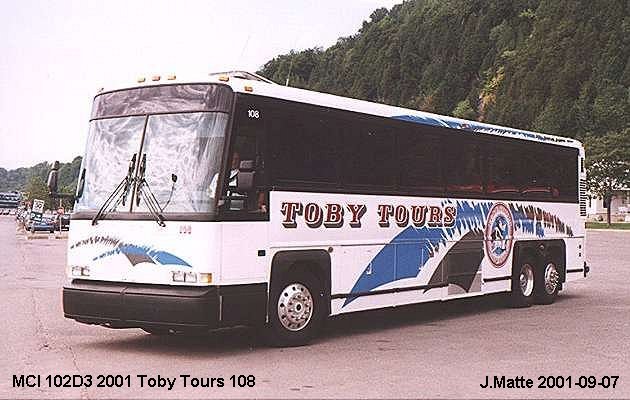 BUS/AUTOBUS: MCI 102DL3 2000 Toby Tours