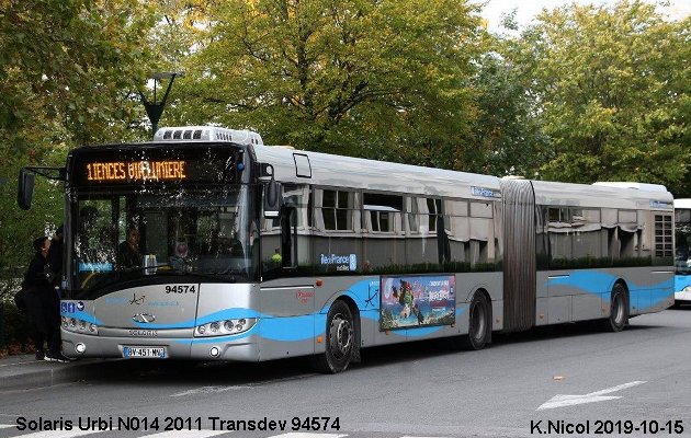 BUS/AUTOBUS: Solaris Urbi N014 2011 Transdev France