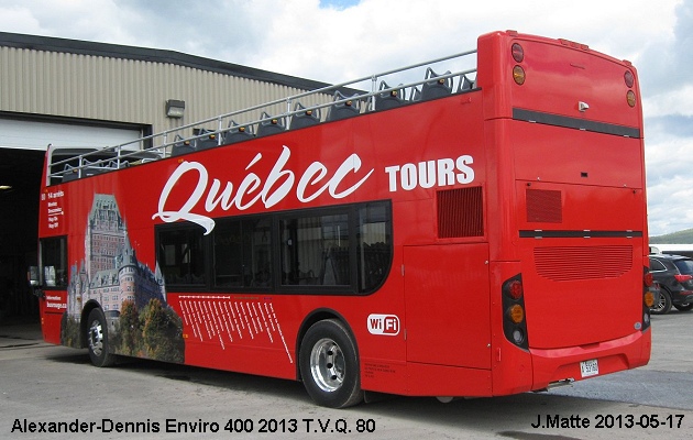 BUS/AUTOBUS: Alexander-Dennis Enviro 400 2013 Tours Vieux Québec