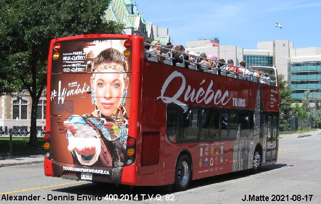 BUS/AUTOBUS: Alexander-Dennis Enviro 400 2014 Tours Vieux Québec