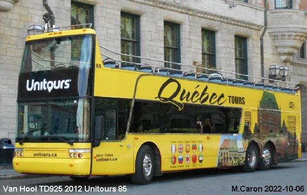 BUS/AUTOBUS: Van Hool TD925 2012 Tours Vieux Quebec