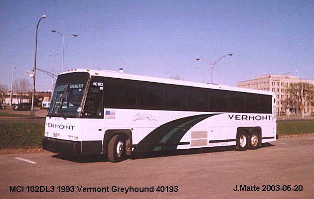 BUS/AUTOBUS: MCI 102DL3 1993 Vermont